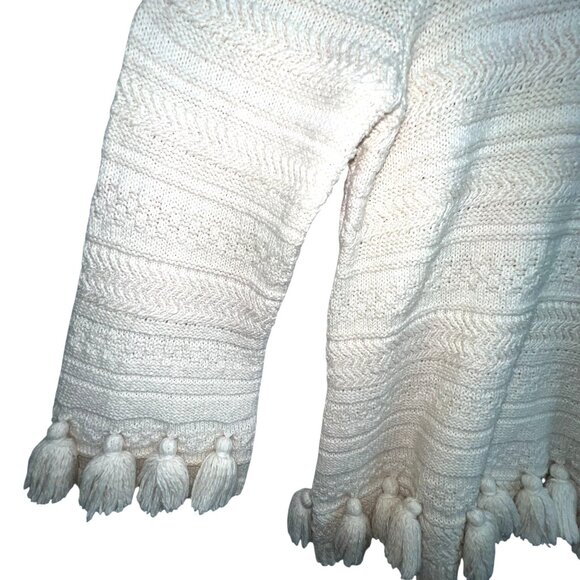 Kate Spade New York Beige Knit Sweater With Tassel Hem Medium - Picture 4 of 13